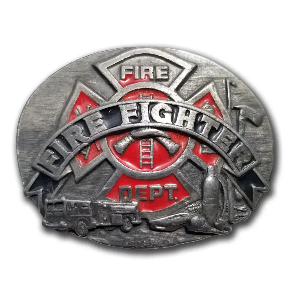Vintage Belt Buckle‎ Pewter 1991 Fire Department Fire Fighter USA Made Siskiyou